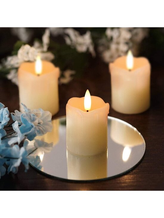 Pastel Flameless Votive Candles with Timer, Set of 6 for  New Flameless Votive Candles with Timer, Real Wax, 6-Pack for Weddings & Parties